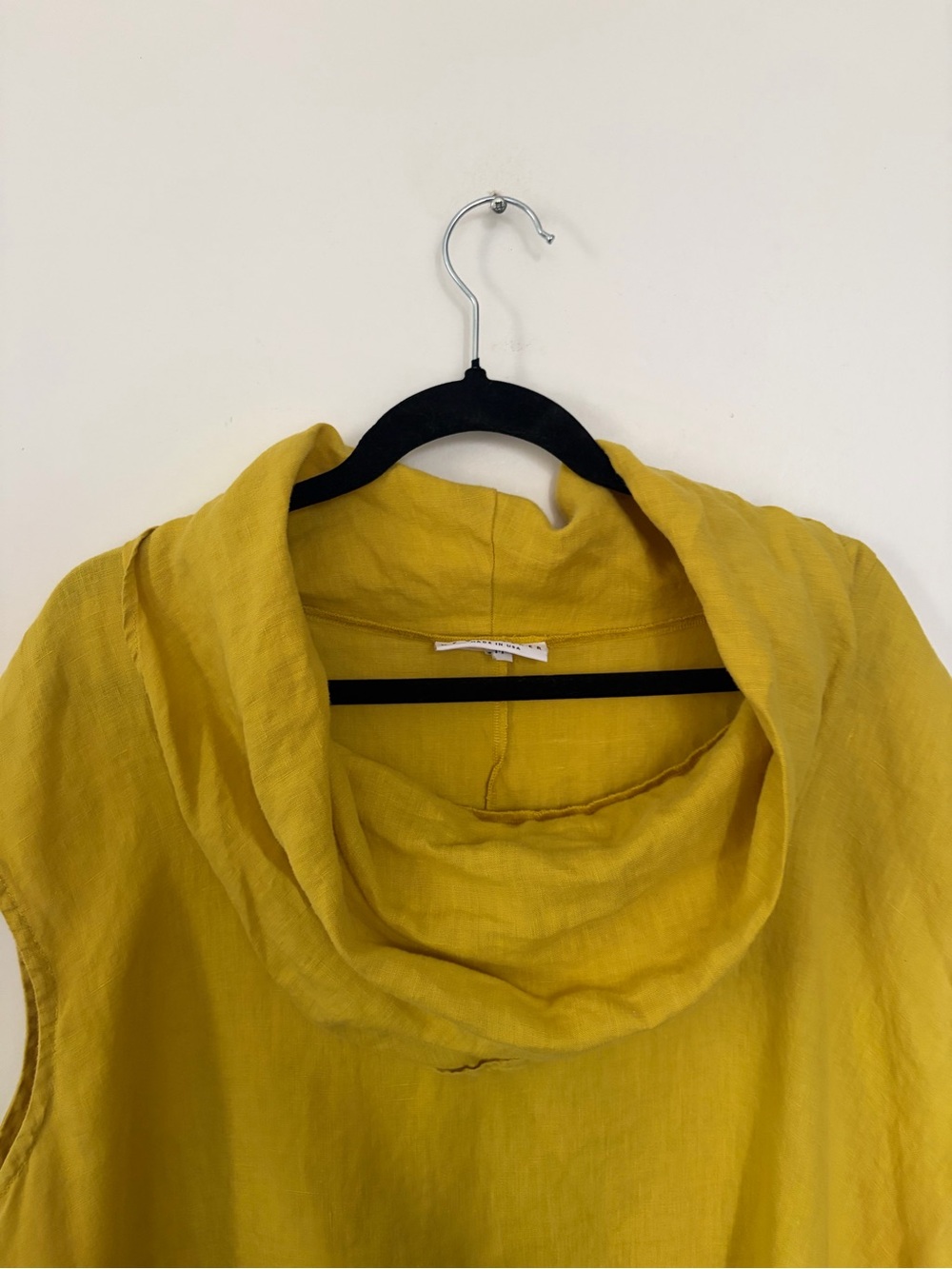 BRYN Walker 100% Linen Sleeveless Cowl Neck Tunic - Mustard Yellow - Medium - Picture 4 of 12